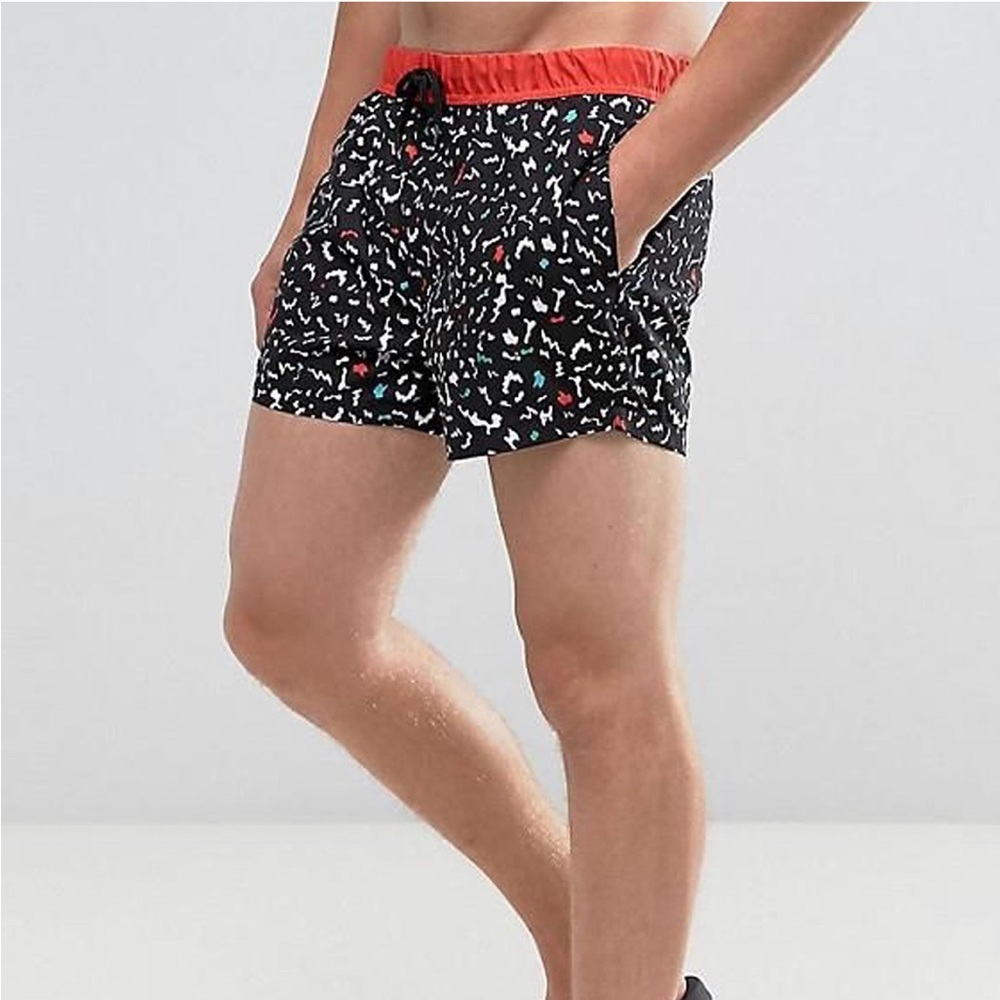ASOS DESIGN Men’s Vintage Print Midi Short Swim Shorts Size Medium